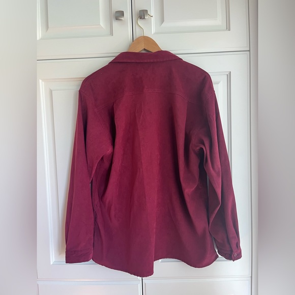 Vintage Suede Oversized Button Down with Floral Embroidery - Picture 2 of 5